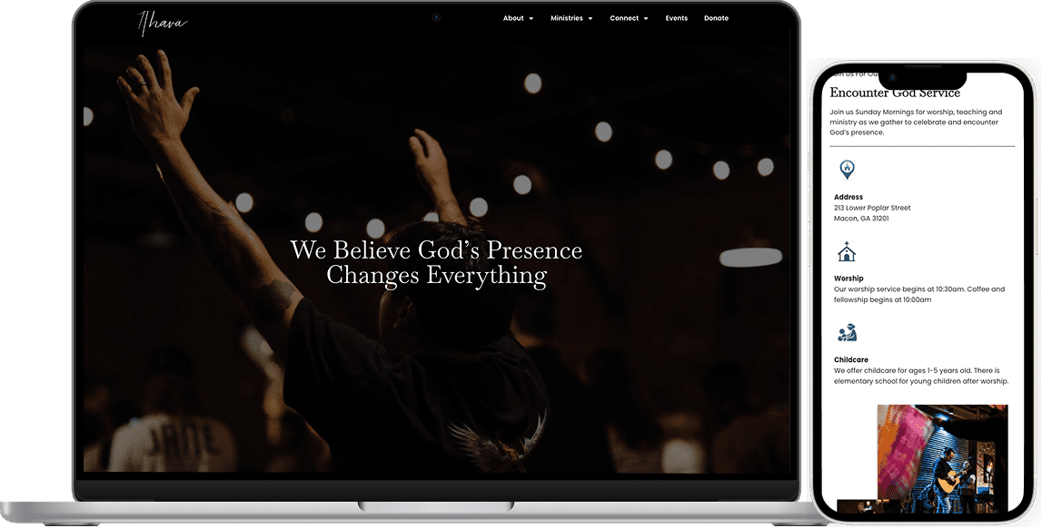 Web design for local church, Ahava Ministries Macon