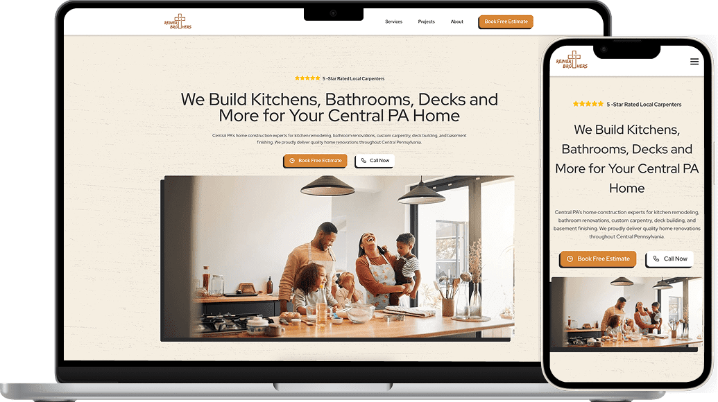 Web design for local contractor, Reinert Brothers Construction