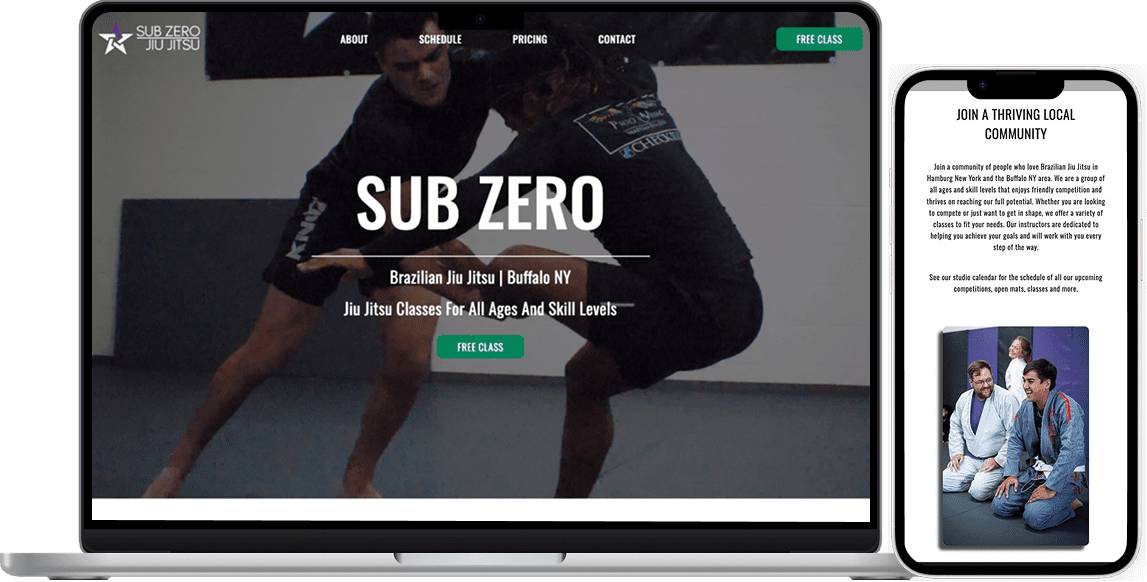 Web design for local martial arts studio, Sub Zero BJJ