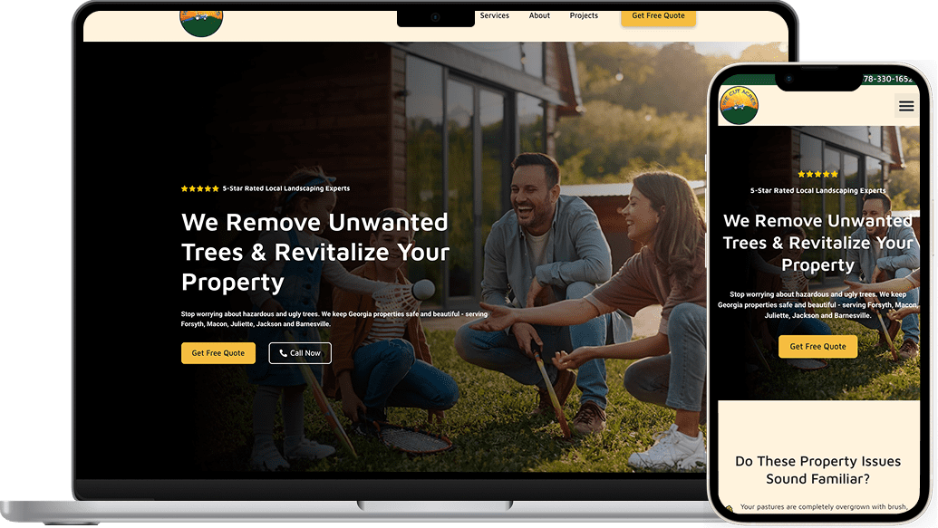 Web design for local landscaping company, We Cut Acres